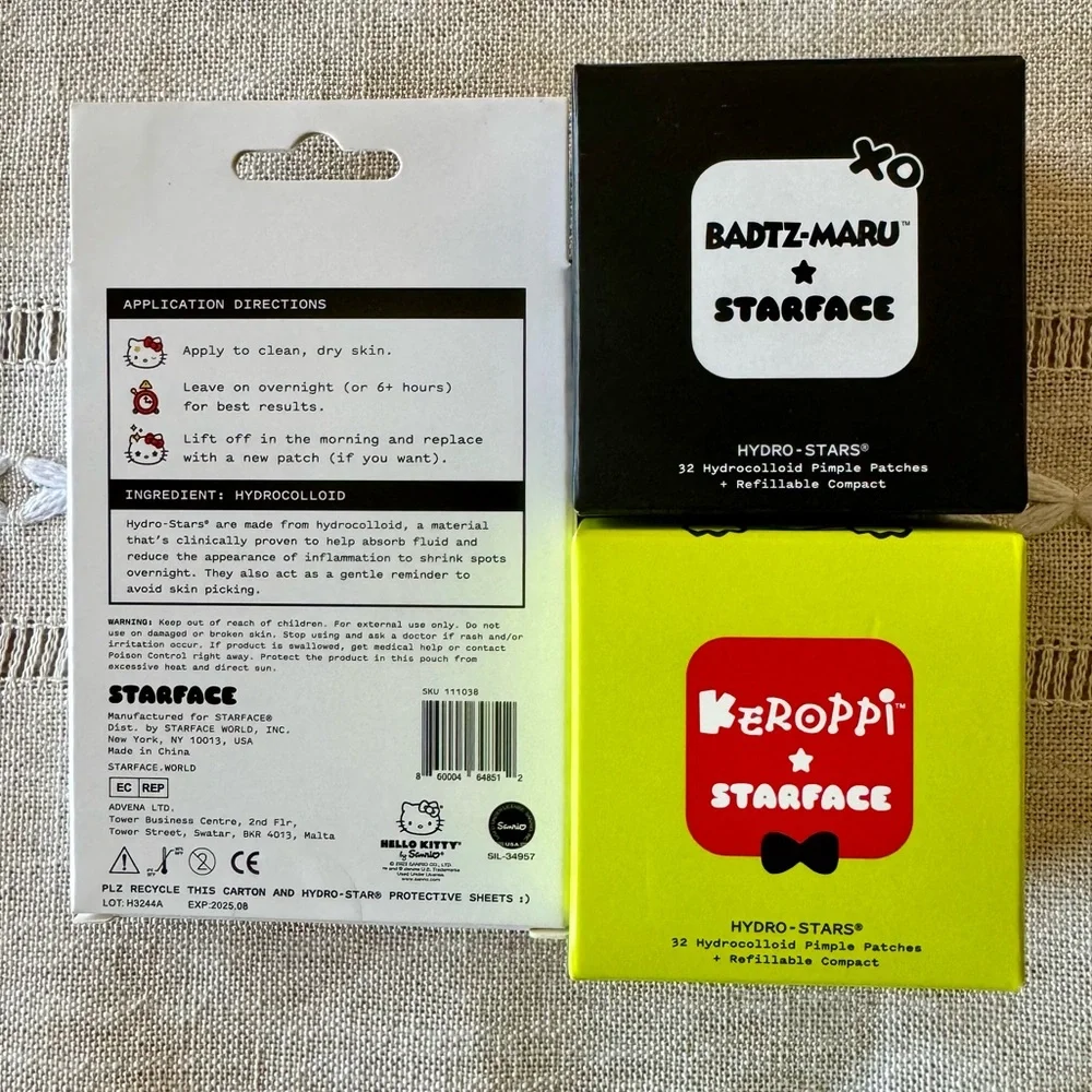 🦄LTD Ed⭐️StarfacexHELLO KITTY/BADTZ-MARU KEROPPI~2 Pimple Patch Compacts+refill